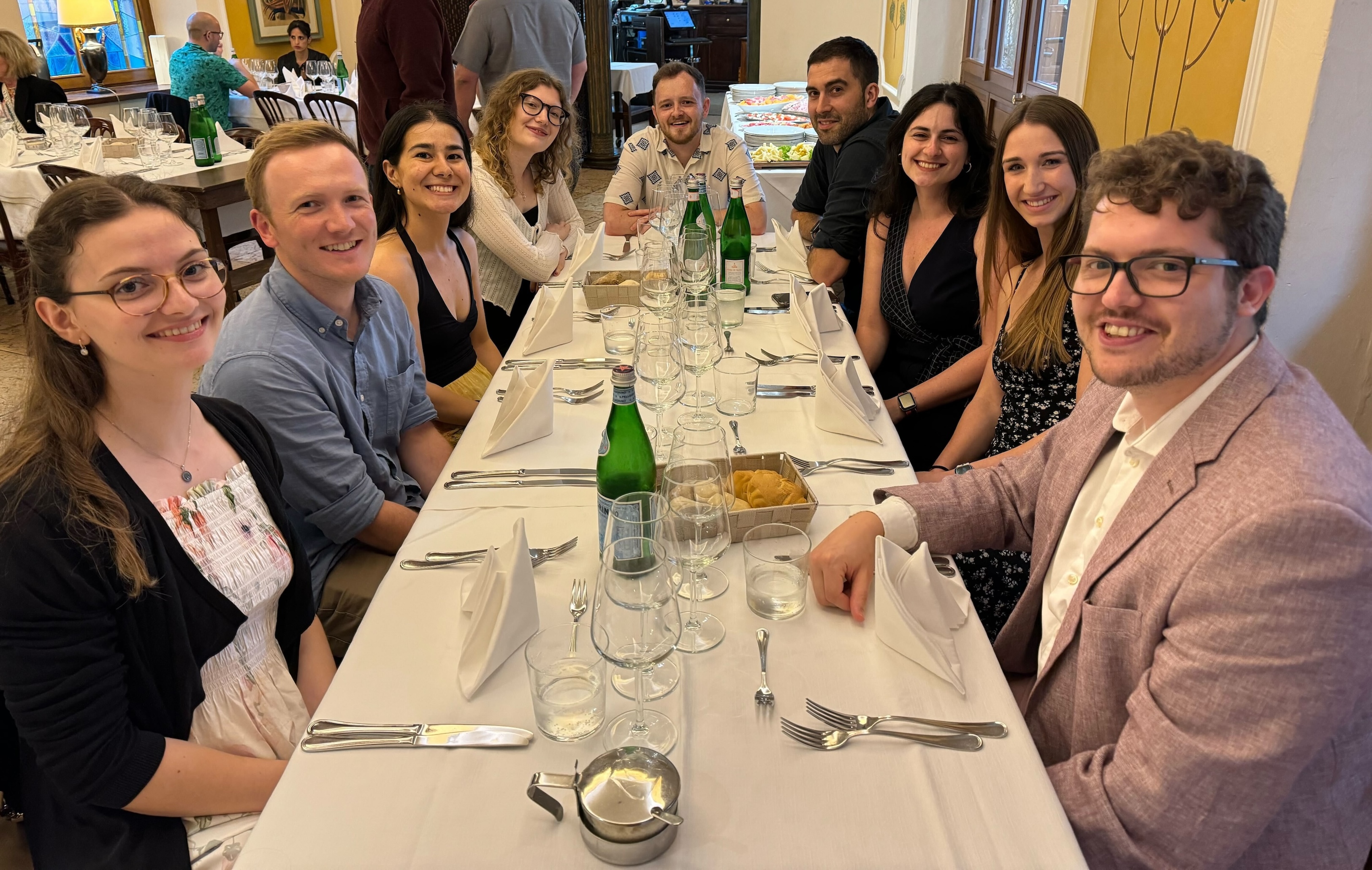 Members of the Bulmer and Smith labs at dinner